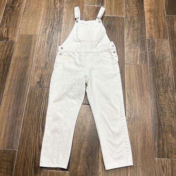 Lucky Brand Boyfriend Overall Jeans Size L Cotton Cone Denim Boho Festival* - Picture 1 of 16